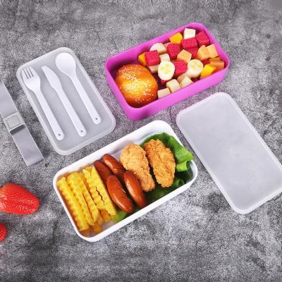 China Freshness Preservation 2 Layer Lunch Bento Plastic Lunch Box For Office Eco Friendly for sale