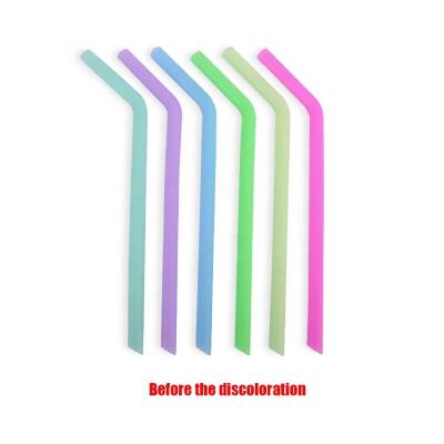 China New Arrival Large Diameter Color Changing Drinking Straw Biodegradable Reusable Bpa Free Eco-friendly Silicone Sustainable for sale