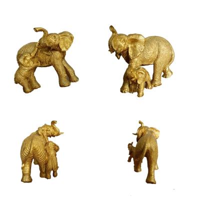 China Europe and USA Resin Craft Gold Elephant Home Interior Decoration Accessories Statue Sculpture Polyresin Elephant Mother and Son Home Deco for sale