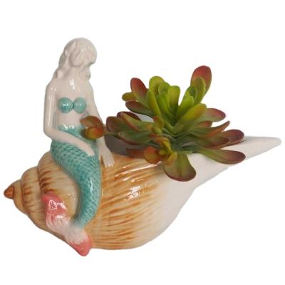 China Hot Modern Ocean Nordic Hand Painted Mermaid Home Decoration Style Plant Pot Flower Pot Vase for China Factory for sale