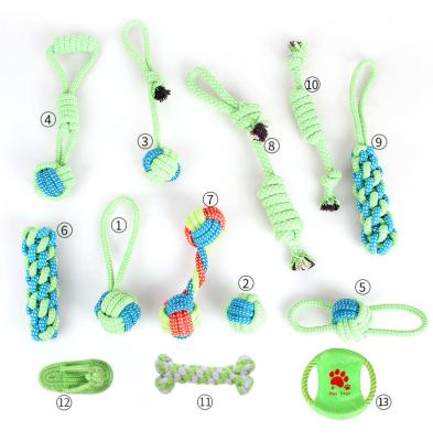 China Stored Pet Teeth Grinding Teeth Cleaning Pet Toys Bite Puzzle Cotton Rope Interactive Resistant Chew Set for sale