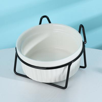 China Non-automatic cute ceramic dog and cat bowl drinking water food bowl anti-puddle pet supplies for sale