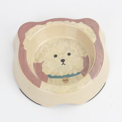 China Single non-automatic bamboo fiber cartoon dog and cat bowl water dog bowl rice for sale