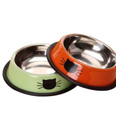 China Non-automatic pet supplies non-automatic pet bowl stainless steel cat and dog bowl non-slip combinable colorful for sale