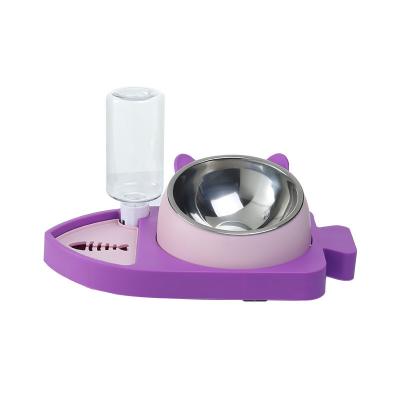 China Non-automatic new small fish modeling three-in-one feeding and drinking station non-wet mouth automatic water cat bowl dog bow renewal for sale