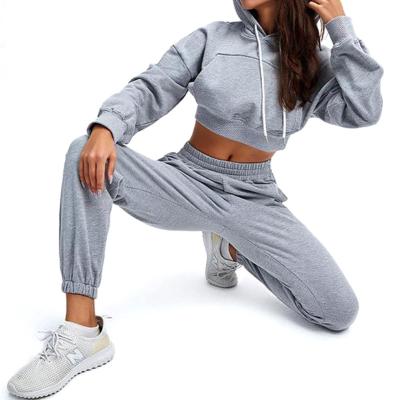 China Solid Color Breathable Hoodie Tracksuit Set Two Piece Set For Women for sale