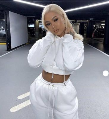 China Wholesale Anti-UV Women Trollers Shaping Wear Jogging Sweat Suits Crop Top Hoodie Sets For Ladies for sale