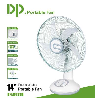 China DP Rechargeable Battery Plastic Portable Desktop Led Fan 12v DC Fan for sale