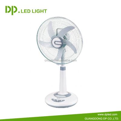 China DP plastic 16 inch rechargeable electric fan with LED light and USB output for sale