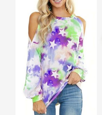 China Plus Size 2021 Summer Women Clothing Women Blouses Tops Shirt Tie Dye Oversized Shirts For Women Long Sleeve Tye Dye T-shirts for sale