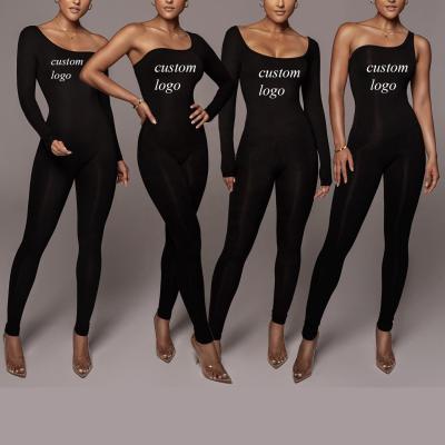 China Women QUICK DRY Playsuit Long Seeve Off Shoulder Overalls Workout Sporty Activewear Plus Size Jumpsuit Bodycon Romper One Piece Lady for sale