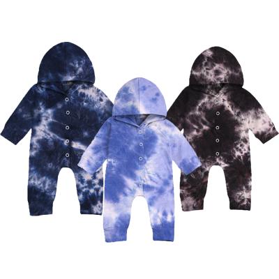 China Wholesale Breathble Cozy Newborn Unisex Unisex Tie-Dye Romper Fall Clothing Hoodie Overalls for Halloween Christmas Christmas Full Sleeve Babies Rompers for sale