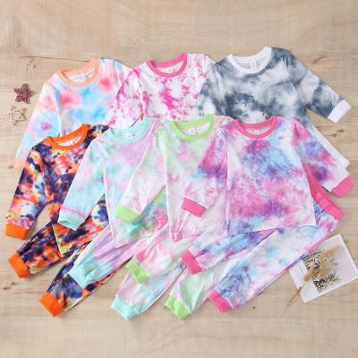 China Autumn New Sales Girls Casual Sweatshirts 2 Pcs Set With Pants Toddler Girls Winter Dress Set Tie Dyed for sale