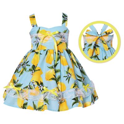 China Breathable Infant Toddler Kids Cotton Butterfly Dress Beach Girls Sling Dress Infant Flower Pattern Dress Sweet Boutique Floral Print for sale