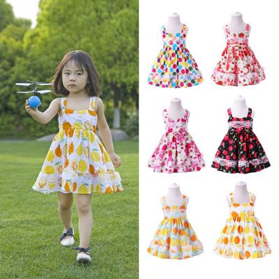 China Anti-wrinkle Toddler Girls Floral Spaghetti Strap Dress For Toddler Baby Cotton Lace Dress Girls Summer Casual Halter Dresses Clothing Kids for sale