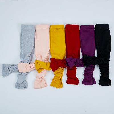 China Anti-Wrinkle Custom Girls Pants New Arrival Thick Kids Stacked Pants Clothes Little Girls Gaiters Kids Stacked Jogger Pants Ruffles for sale