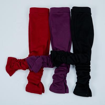 China Anti-Wrinkle Stretching Solid Kids Pants Kids Ruffle Pants Babies Jogger Pants Girls Ruched Stacked Gaiters for sale