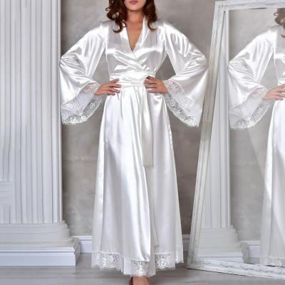 China High Quality Custom Made Women Pijama Bridesmaid Pajamas Long Robes Sleepwear Beasts Satin Kimono Long Robe Plain Ladies Breathable Silk Kimono Bridesmaid Pajamas for sale