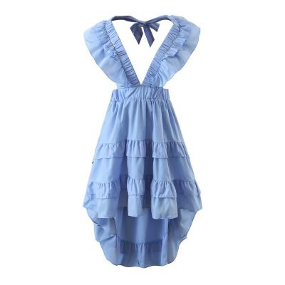 China Breathable Girls Ruffles Summer Backless Casual Sleeveless Cotton Bowknot Elegant Dresses for sale