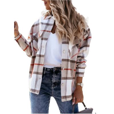 China Breathable Wholesale Casual Plaid Print Shirts Ladies Fashion Private Label Long Sleeve Blouses for sale