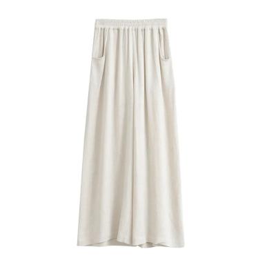 China Latest Style Breathable Summer Loose Fit Ladies Breathable Wide Leg High Waist Linen Pants for sale