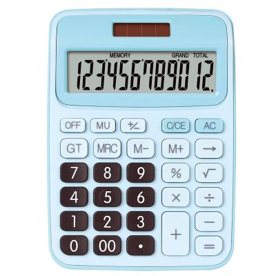 China Hot Design 12 Digit Two Way Power General Purpose Calculator Bule Bule Pink Colors Big Keys Electronic Desktop Calculator for sale