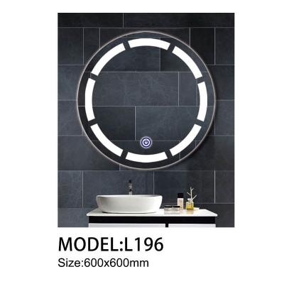 China Customized Modern Wall Mounted Decoration Room LED Light 60*60cm Makeup Round Vanity Mirror For Hotel Home Bathroom for sale