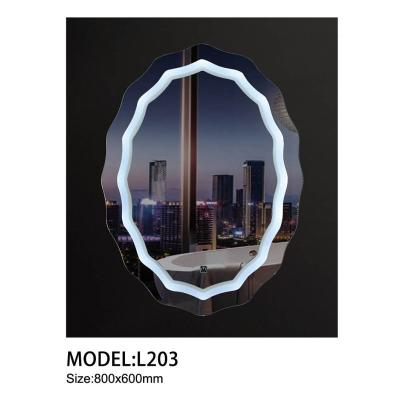 China Modern Customized Oval Vanity Mirror Light 80*60cm Makeup Wall Mounted Abstract LED Decoration For Hotel Home Bathroom for sale