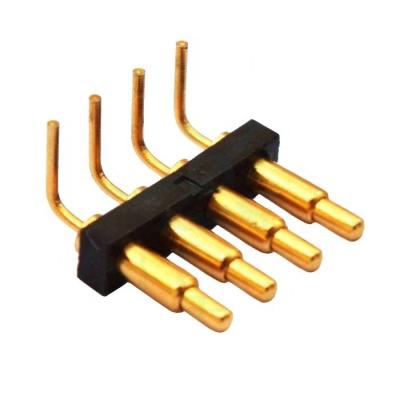 China PCB 1X4pin 2.54mm right angle spring loaded pogo pin connector series for sale