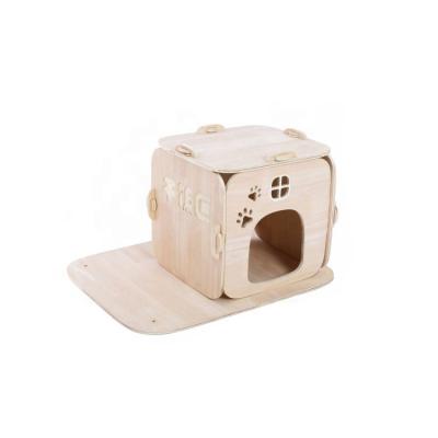 China Breathable Quality Cat Tree House Easy Installation Cat House With Feeding Area Made of Factory Wood for sale