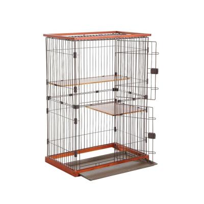 China Wholesale Breathable 3 Layers Cat Cage Villa Large Pet Cage Playpen With Wooden Frames for sale