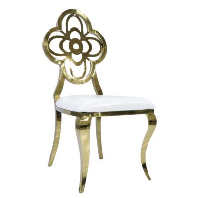 China Modern Stainless Steel Flower Backrest Hollow Back Dining Chair LS0131 for sale