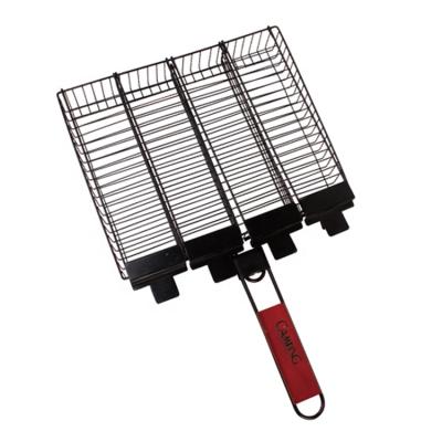 China Easily Assembled Non Stick Disassembled Deep BBQ Grill Basket With Wooden Handle for sale