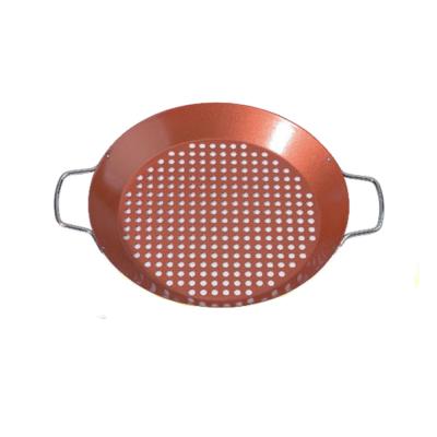 China Easily Cleaned Outside Cooking Double Side Round Non Stick Pizza Pan for sale