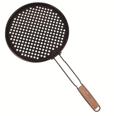 China Sustainable Grill Barbecue Accessories Set 12 Inch Round Sized Grilling Basket For Fish, Meat And Vegetable for sale