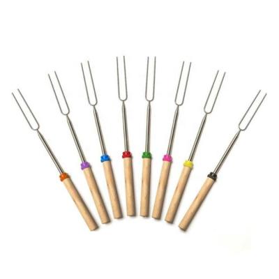 China Hot Selling Easily Cleaned Amazon Stainless Steel Extendable Marshmallow Telescopic Fork for sale