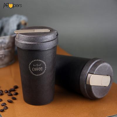 China 14oz Viable 2259C 2021 Newest Eco Friendly Natural Green Double Wall Straw Coffee Fiber Mug Eco Cup for sale