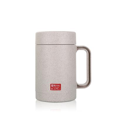 China 350ml 12oz Double Layers Wheat Straw Fiber Ceramic Thermos Milk Sustainable Eco-Friendly Mug for sale