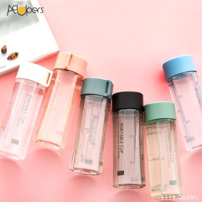 China Hot Selling Plastic Student Stocked 300ml 10oz PC Cheap Milk Juice Water Bottle 1119 for sale