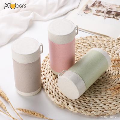 China Wholesale Custom Viable 2106J 180ml 6oz Reusable Eco Friendly Biodegradable Recycle Double Wall Cup Mug Wheat Straw Bottle for sale