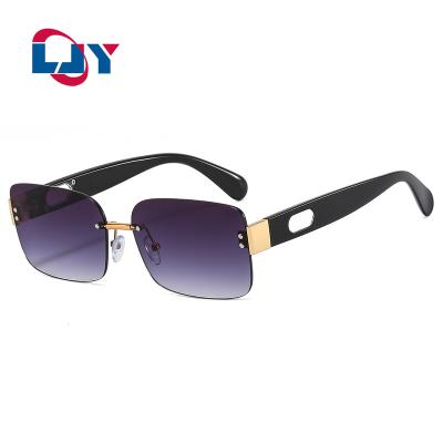 China Fashion Sunglasses 2176 2022 Sun Unisex Metal Trendy Colorful Lenses Rimless Frame Diamond Glass Small Sunglasses for sale