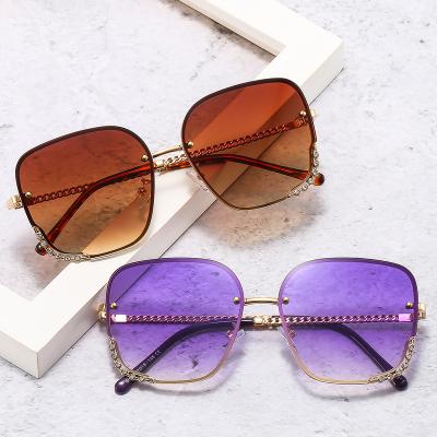 China Fashion Hot Selling High Quality 6091 Women Big Square Sunglasses Vintage Blue Pink Gradient Square Frame Shades for sale