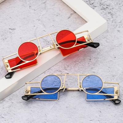 China T22009 High Quality Fashion Steampunk Sunglasses Men Punk Round Sun Glass Women Uv400 Small Shading Metal Frame Glasses for sale