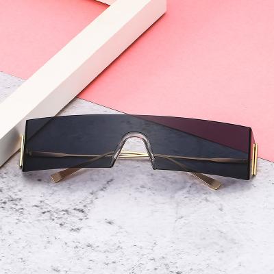 China High Quality 7162 Fashion Ultra-Narrow Sunglasses Small Shades Rimless Metal Frame One Piece Lens Rectangle Sunglasses for sale