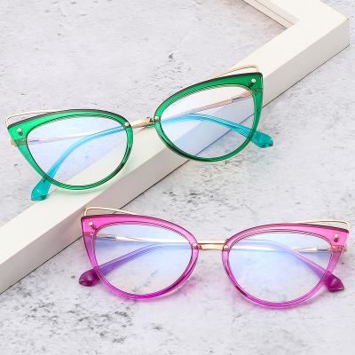 China High Quality 7110 Cat Eye Spring Hinge Flexible Blue Light Blocking Hinged Clear Frame Glasses Optical Frames for sale