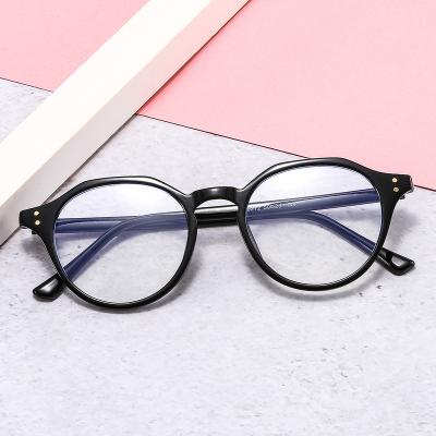 China 0212 comfortable new round frame rice nail decorative simple glasses with glasses frame retro fashion personality color glasses frame for sale