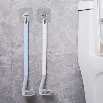 China China Sustainable Wall Mounted Long Handle Handled Golf Brush Silicone Rubber Holder Set Sanitary Clean Cleaning For Toilet Bathroom for sale