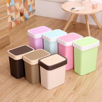 China Sustainable Modern Plastic Office Household Bathroom Kitchen Waste Bins With Lid for sale