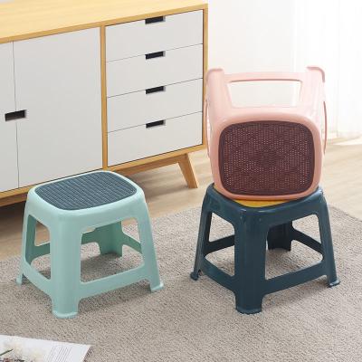 China Sheng Bang Plastikhocker Home Thicken Storage Small Minimalist Children's Four-corner Square Bench Plastic Stool for sale