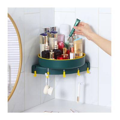 China Eco-friendly Plastic Self No Adhesive Wall Mounted Shower Caddy Corner Rack Shelf Bathroom Hanging Wall Mounted Accessories for sale